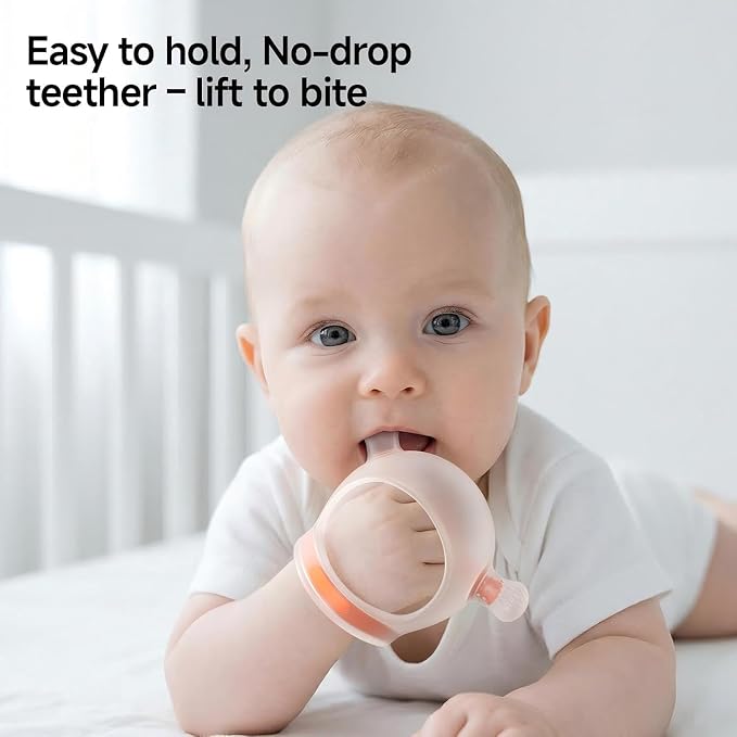 Garkoko Baby Teether for 4+Months, Wrist Hand Teether Toy for Babies, Anti-Drop Silicone Teething Relief Toy, BPA Free Sensory Chew Toy for Sucking Needs, Easy Hold Teether for Infants & Toddlers
