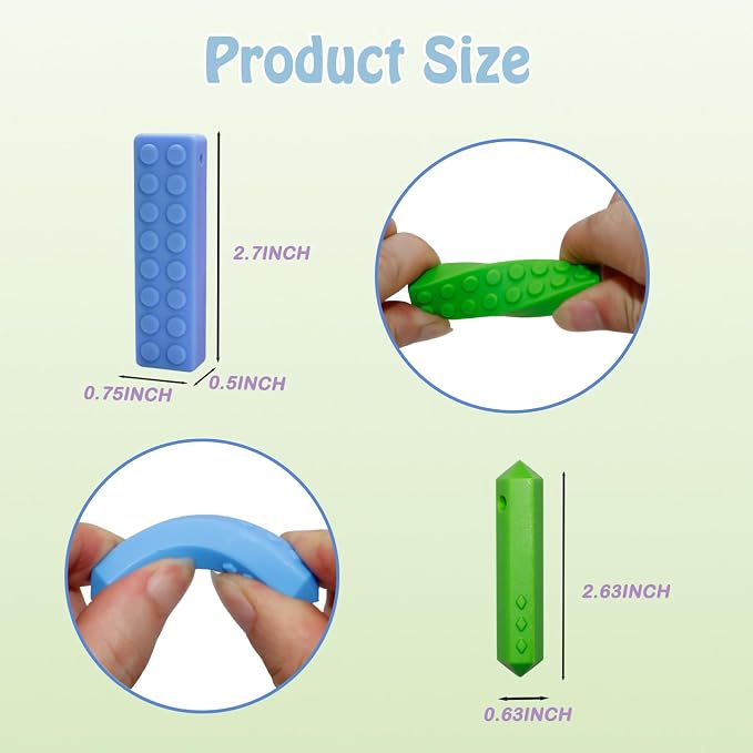 Chew Necklaces for Sensory Kids, 6 Pack Chewy Necklaces for Autism and ADHD, Silicone Pendants Chewies for Baby Teething, Chewing Necklaces for Toddler Boys and Girls