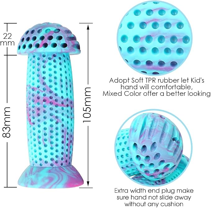 Kids Bike Grips - 105mm Bicycle Handlebar Grips With Mushroom Pattern for Bikes, Balance Bikes, and Kick Scooters