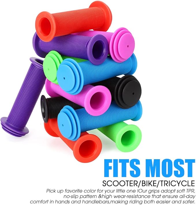 Kids Bike Grips - 105mm Bicycle Handlebar Grips With Mushroom Pattern for Bikes, Balance Bikes, and Kick Scooters