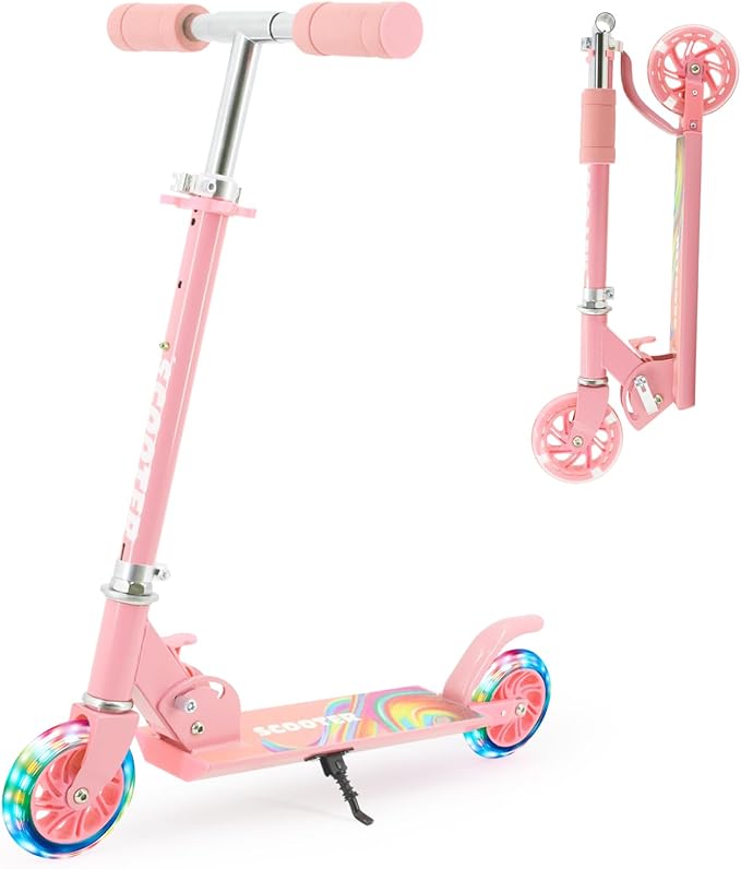Scooter Toys for Kids Ages 6-12/3-5, Christmas Birthday Gifts for Girls Boys, Easy Folding Kids Scooter with 3 Levels Adjustable Handlebar