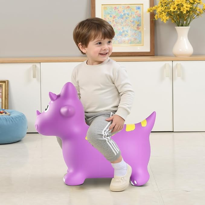 INPANY Bouncy Horse, Dinosaur Hopper Toys for Boys, Gifts Toy for Kid | Eco-Friendly PVC, Low Center Gravity, Cute Cartoon Design, Load 100 Lbs, Learn & Exercise & Active Fun, Gifts for 1-3 Kids