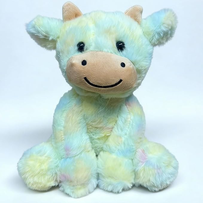 YUKOUQIAN Cute Cow Plush Stuffed Animal Doll Toy 8 inch for Girls Boys (sit Cow CAI Green
