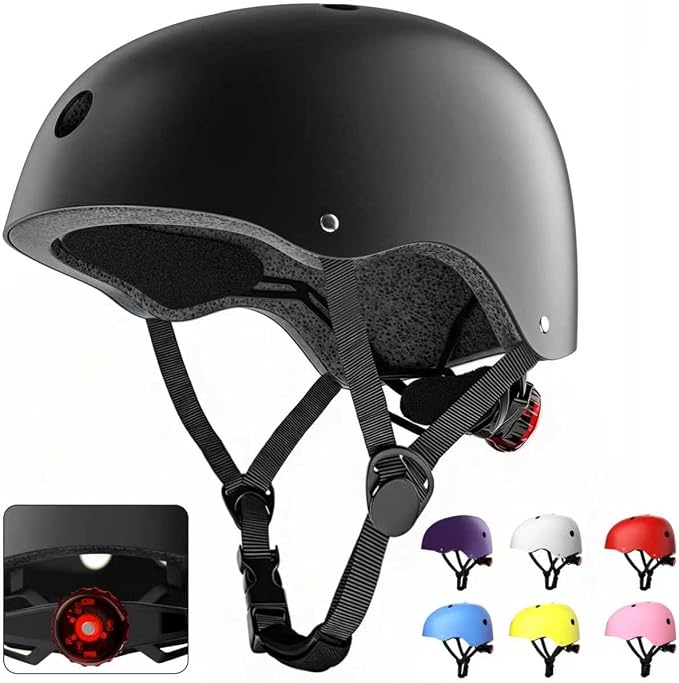 Kids Bike Helmet with LED Light,Lightweight Adjustable Childs Helmet for boy & Girl Ages 5-8-14,Multi-Sport Safety Helmet for Skateboard Cycling Scooter