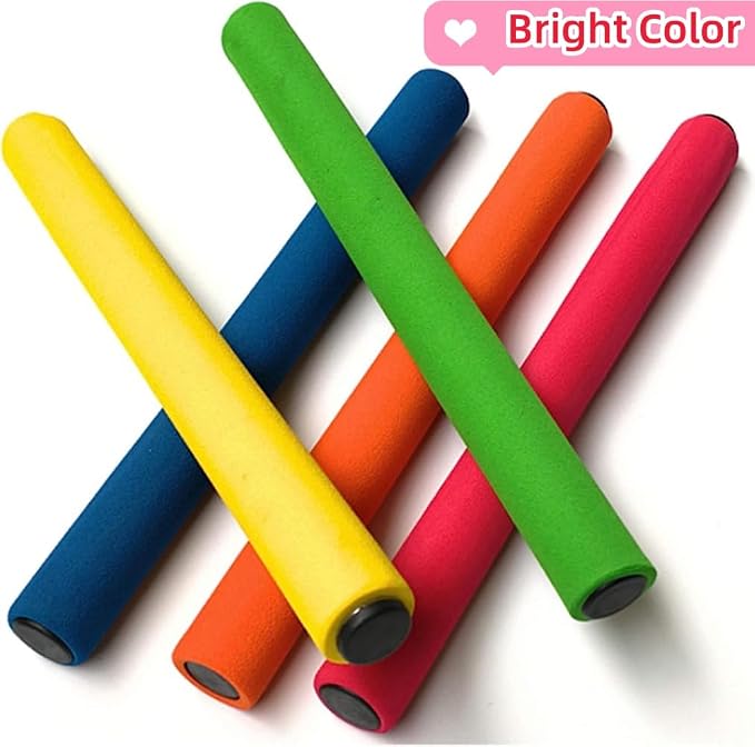 Kikeep Track and Field Relay Batons Sticks Assorted Color Relay Running Race Batons Sticks Foam Relay Running Baton 5 Pack Track & Field Sticks