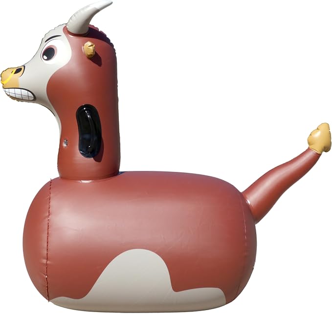 Hearthsong Hop N Go Inflatable Bull Riding Bouncy Hopping Toys for Kids Ages 5+ - Ride On Bouncer Animal Hopper Jumping Toys for Outdoor Games