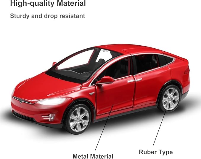 1/32 Model x Metal Die Casting Toy Car for 3 to 12 Year Old Boy Pull Back Car Toy with Sound and Lights (Red)