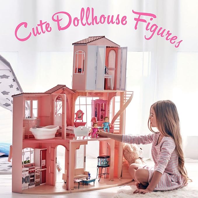 Beverly Hills Sweet Li'l Family Dollhouse People Action Figures Set of Baby Twins, Boy and Girl