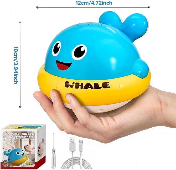 Baby Bath Toys, Light Up Whale Bath Toys for Kids Ages 1-3, Pool Water Toys for Toddlers Bathtub Fountain Toys, Birthday Gifts for 1 2 3 Year Old Boys & Girls