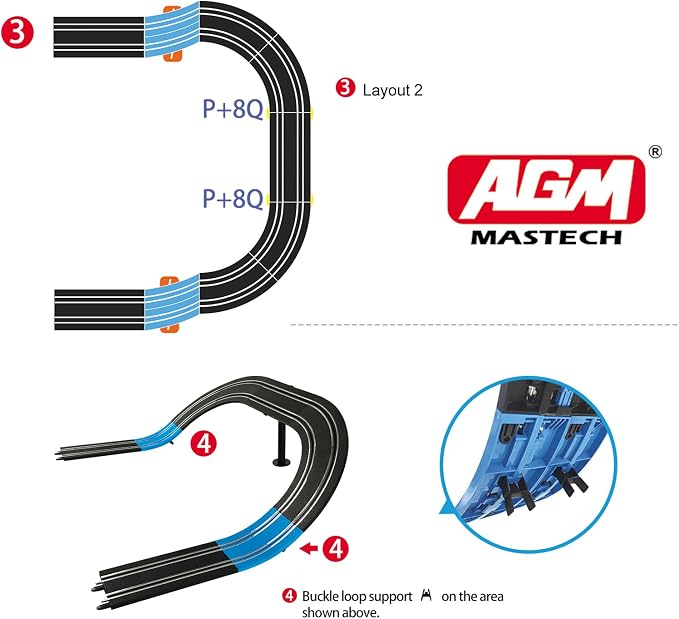 AGM MASTECH Extension Set #3-38 Piece Track Expansion Accessory Pack(Fly-Over Slope) - for Use with AGM MASETCH 1:64 Slot Car Racetrack Systems, MR-P03
