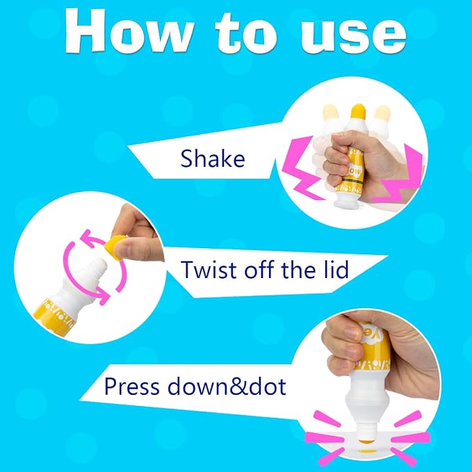 DOSEWART 65ML Dot Markers for Kids 12-Color Bingo Daubers Washable Bingo Markers for Kids Drawing Coloring Arts and Crafts Supplies Dot Paint Marker Set