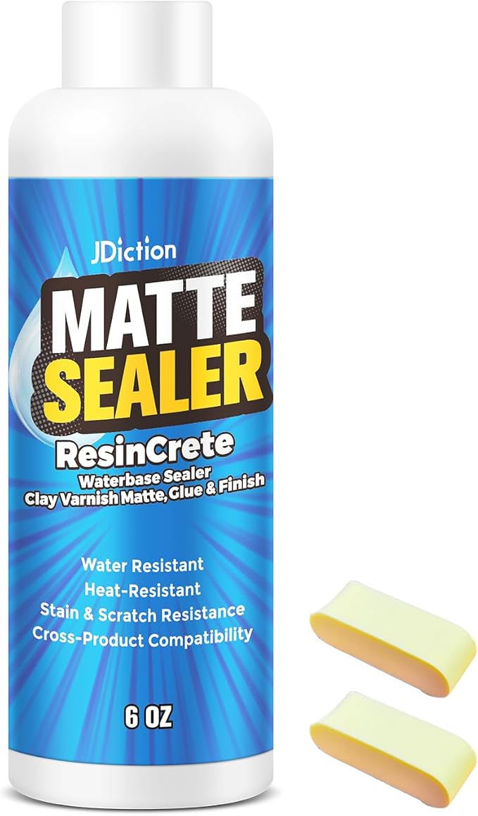 Air Dry Clay Glaze, 177ml Clay Varnish for Air Dry Clay/Polymer Clay Sealer, ResinCrete, Varnish for Pottery&Acrylic Paint, Waterproof & Stain Resistant, Design for Clay Pottery (Matte,6OZ)