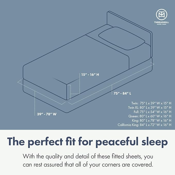 Threadmill 100% Cotton Sheets for Cal King Size Bed - 600 Thread Count Cal King Bed Sheets Set with 16” Deep Pocket - Damask Stripe Sateen Weave 4-Piece Bedding Set with Cooling Effect, Light Grey