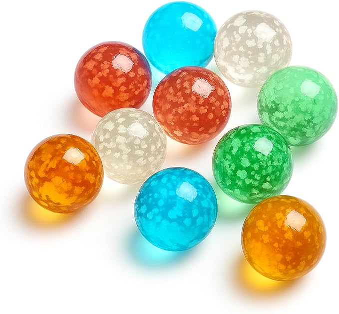 ARSUK Glow in the Dark Marbles Large Glass Shooter Marbles for Decoration 25mm/1 inch 10pcs Assorted Colour Marble Game, Marble Run Accessories Learning and Recreational, Sports & Outdoor Play