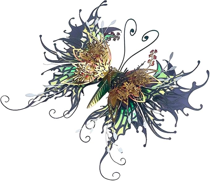 3D Metal Butterfly Puzzle for Adults, 50PCS Steampunk Mechanical Insect Model Kit, No Glue Snap-Fit Assembly, Iridescent Wing Design, Desktop Sculpture