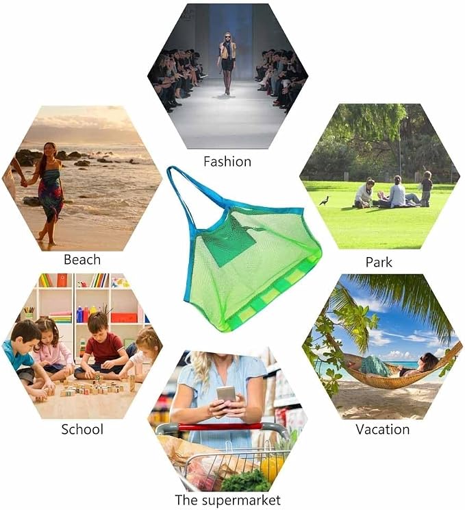 SupMLC Mesh Extra Large Beach Bags and Totes - Holds Toys, Towels, Sand Away - For Children's Toys, Market, Grocery, Picnic