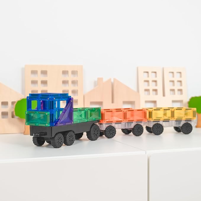 CONNETIX Magnetic Tiles Rainbow Transport Pack, 50 Pieces