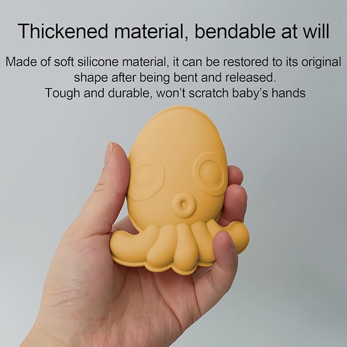 RoseFlower Silicone Sand Toys Set for Toddlers, Portable Travel Beach Sand Toys with Collapsible Bucket, Shovel, 8 Molds Dolphins, Starfish, Turtles & Mesh Storage Bag for Kids, Summer Gift-Beige