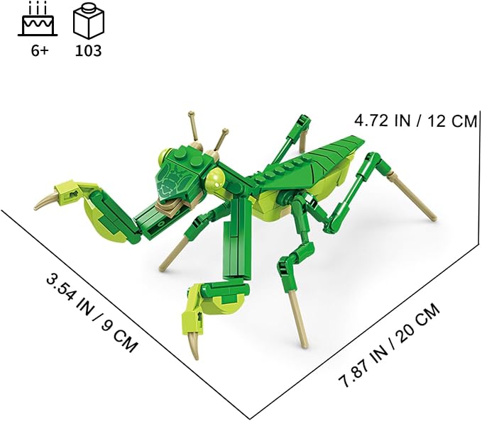 KAZI Insect Building Blocks,Bug Building Set for Kids Ages 6 7 8 9 Year Old and Up,Mantis Building Blocks Toy Insect Collection,Ideal Gifts for Birthday,Easter Basket Stuffers