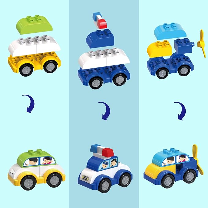 Klobroz Building Blocks for Toddlers 2-5, 89 PCS Blocks Car Set for Kids Classic Large Building Bricks Compatible with Major Brands Educational Toys for All Ages