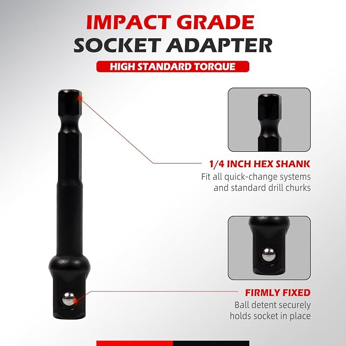 3/8" Drive Universal Impact Socket Set, 20 Piece Swivel Socket Set, Universal Joint Socket 6-Point, Metric, 8-24mm, Cr-Mo,with Extension Bars, Socket Adapter, Drill Bit Adapter