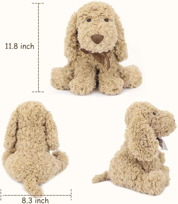 WEIGEDU Poodle Puppy Goldendoodle Stuffed Animal, 11.8 inch, Golden | Cuddly Soft Adorable Toy Dog Labradoodle Plush for Kid Boy Girl Baby Dog Lover Snuggling Birthday Easter Nursery Bedtime Gift