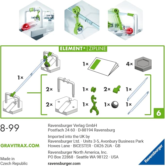 Ravensburger GraviTrax Element Zipline. Can be Combined with All GraviTrax Product Lines and Construction Toys for Children from 8 Years