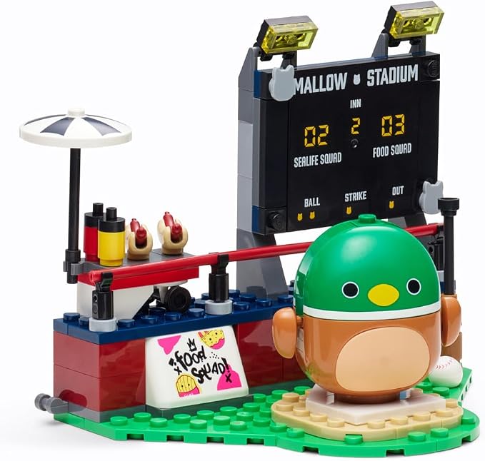 BLDR Squishmallows Avery's Ball Game Building Set - Avery the Mallard Duck Buildable Figure - Squishmallows Fans 8+, 0044