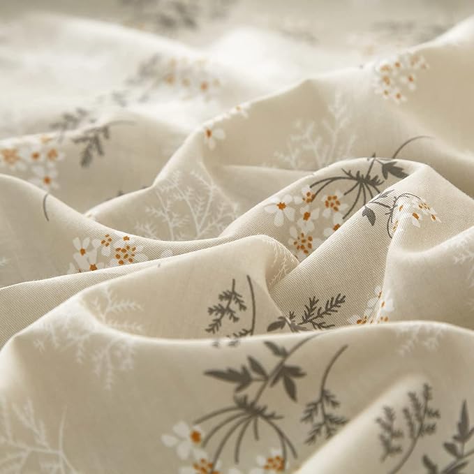 LifeTB Boho Floral Comforter Set Full Size Vintage Style Floral Bedding Comforter with 2 Pillowcases Garden Flower Leaves Botanical Comforter Set Soft Fluffy 3 Pieces Bedding Set for Girls Women