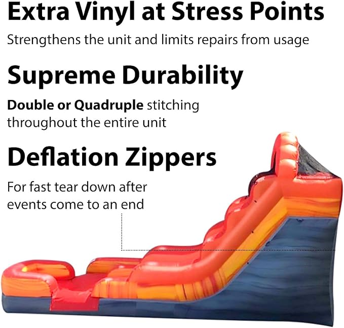 TentandTable Inflatable Water Slide for Kids and Adults, Commercial Grade Giant Blow Up Backyard Water Fun, Includes Electric Air Blower, 27' L x 9' W x 15' H, Fire Marble