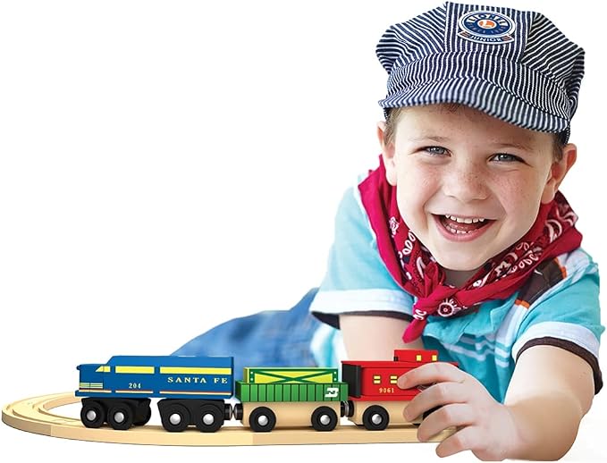 MasterPieces Wood Train Sets - Lionel Santa Fe Cargo 3 Piece Train Set - Officially Licensed Toddler & Kids Toy