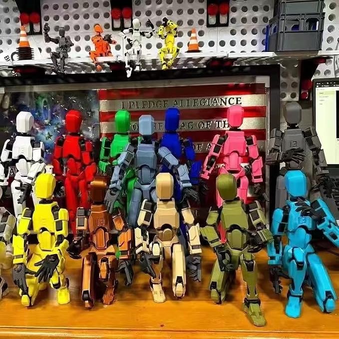 EIMONEY 9PCS Assembly Completed T-13 Action Figure 3D Printed Multi-Jointed Movable,Lucky 13 Action Figures,Multi-Articular Dummy 13 Action Figures,Desktop Decorations,Creative Gifts (9 Colors)