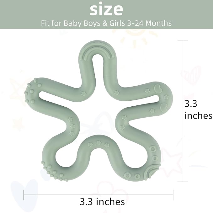 Fu Store 3 Pack Coral Flower Ring Teether Baby Teething Toys Silicone Teether Ring Toys for Babies 0-6 0-12 0-24 0-36 Months Easy to Grasp Clean Infant Teething Relief Soothing Sore Gums