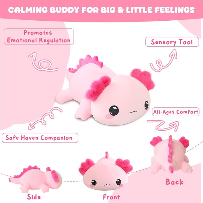 TOYSYM Weighted Stuffed Animals, 3.74 lbs Axolotl Stuffed Animal with Weighted Beads, Cute Plush Toy Pillow Gifts for Adults Kids Boys Girls
