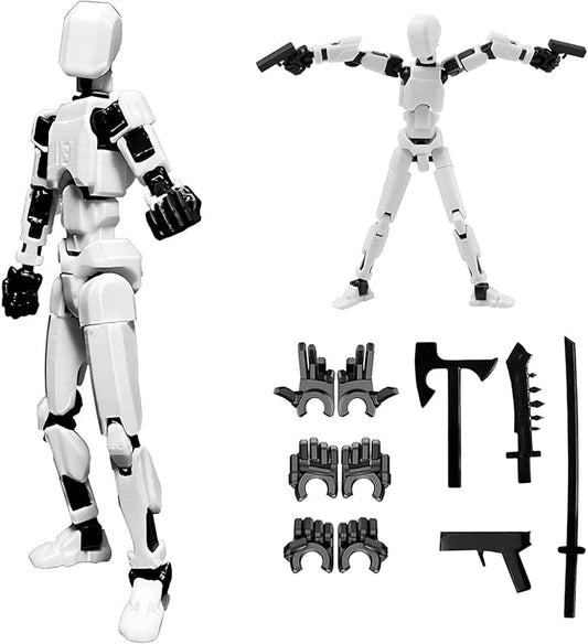 Dumwick Assembly Completed Titan 13 Action Figure Set,Titan 13 Robot Action Figures 3D Printed Multi Jointed Movable,Nova 13 Action Figure,Decorations for Action Figures (White,1pc)