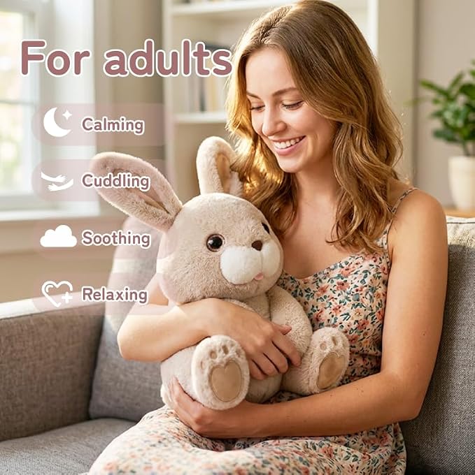 Niuniu Daddy 14" | 3.5 Pound Weighted Bunny Stuffed Animal for Kids & Adults, Rabbit Large Plush Toy with Soft Fur, Weighted Plushies Pillow for Sensory Calm, Huggable Gift for Everyday Comfort
