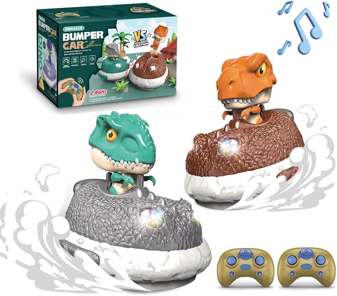 Dinosaur Remote Control Car Toys Set, Dino RC Race Vehicles Playset, Electronic Bump Pop Game, Cool Indoor Outdoor Birthday Gift 6 8-12 Years Old Toddlers Boys Girls Children Teen