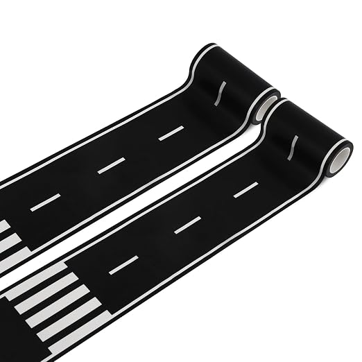RECER Black Track Tape,Toy Car Tape Track for Kids,Race Cars Decorations for Kids Birthday Party (2 Rolls, 4" x 33')