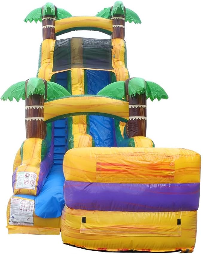 TentandTable Inflatable Water Slide for Kids and Adults, Commercial Grade Giant Blow Up Backyard Water Fun, Includes Electric Air Blower, 27' L x 9' W x 15' H, Tropical Yellow Marble