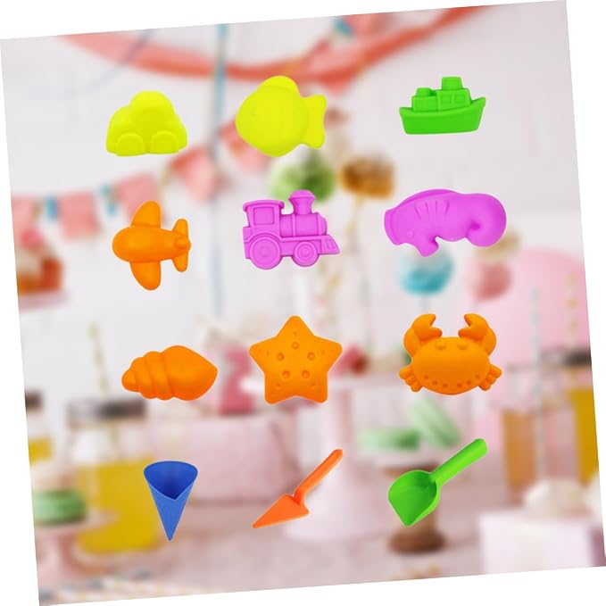 BESPORTBLE 12pcs Beach Sand Plastic Sandbox Playset Educational Creativity Builder for Random Colors for Outdoor Fun and Imaginative Play Random Color
