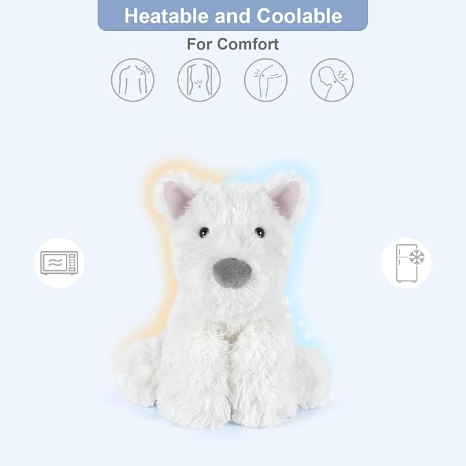 SuzziPals Coolable & Heatable West Highland White Terrier Dog Stuffed Animals for Kids & Adult, Westie Puppy Plush Toys Microwavable Heating Pad for Soothing & Period, Lavender Plushies for Anxiety