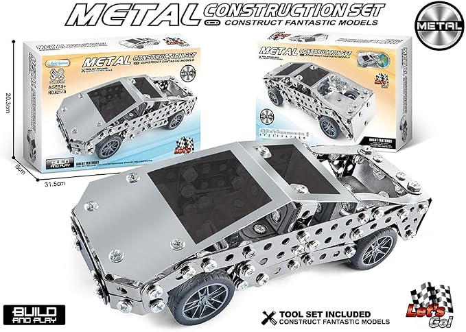 Metal Model Car Kit for Adults - DIY Stainless Steel Puzzle - 3D Mechanical Engineering Toy, Inspired Collectible, Stem Building Set for Kids, Teens & Men