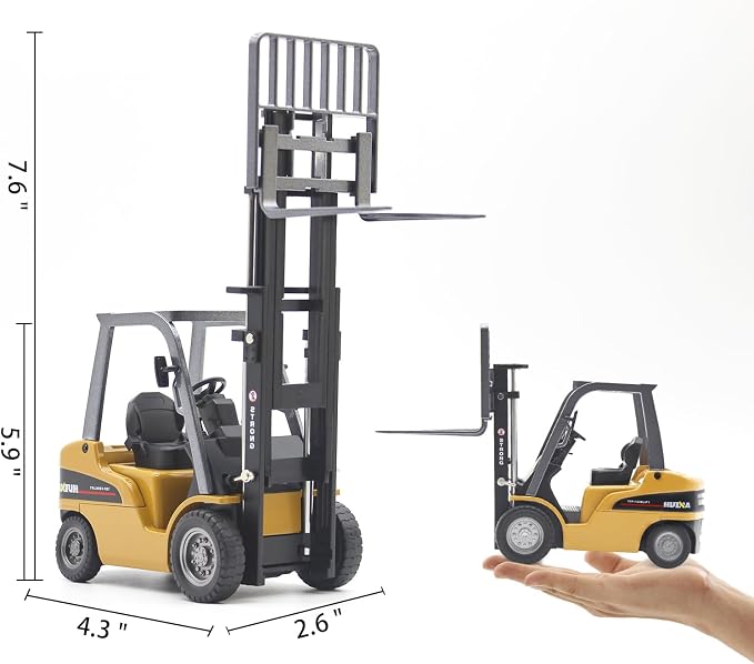 Dollox Die-cast Forklift Truck Toys, 1/50 Scale Manual Metal Engineering Vehicle Fork Truck, High Detail Construction Vehicles Model Collection Forklift Decoration Toy Gift for Kids