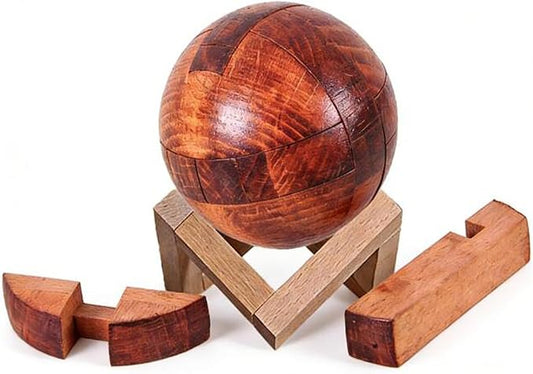 Wooden Brain Teaser Puzzles for Adults - Challenging 3D IQ Logic Games for Teens 14+, Stress Relief Desk Toys & Office Decor, Unique Gifts for Men, Women, Seniors (Ball)
