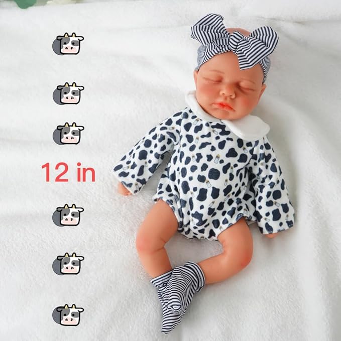 Boy 12 Inch, Full Body Silicone Baby Doll, Reborn Baby Dolls Silicone Full Body, Not Vinyl, Posable Newborn, Realistic Baby Doll