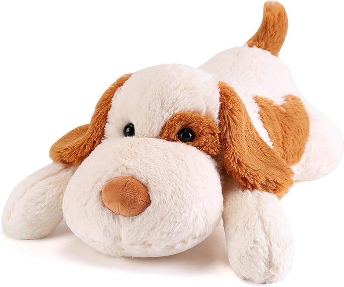 meowtastic Brown & White Dog Weighted Stuffed Animals - 28 Inch 5.0 Pounds Weighted Plush Dog Stuffed Animals - Large Stuffed Dog Plush - Cute Plush Toys Gifts for Kids & Adults (28" 5.0 lbs)