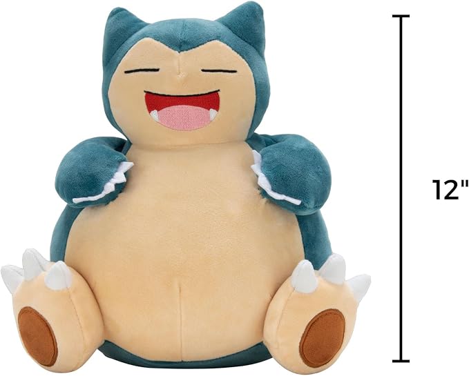 Pokemon 12" Large Snorlax Plush - Officially Licensed - Generation One - Authentic 12-inch Soft Stuffed Animal Toy Figure - Holiday Christmas Stocking Stuffer Gift for Kids, Boys, Girls - 2+