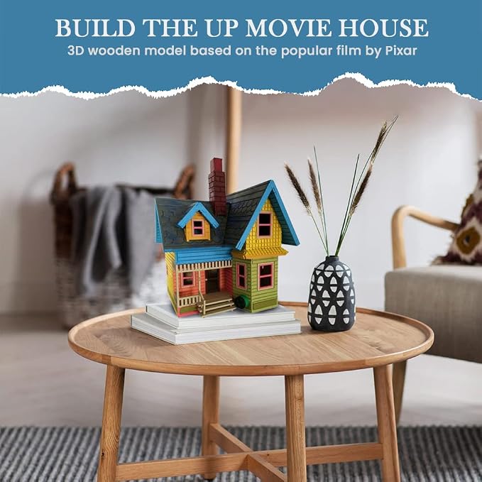 Bird's Wood Shack 3D Wooden Puzzle DIY Miniature House Kit - DIY Tiny House Kit from Up Movie - Easy-to-Assemble 1/8” Baltic Birch Wood - Model House Kit for Family, School, Hobby, Art & Craft Gift