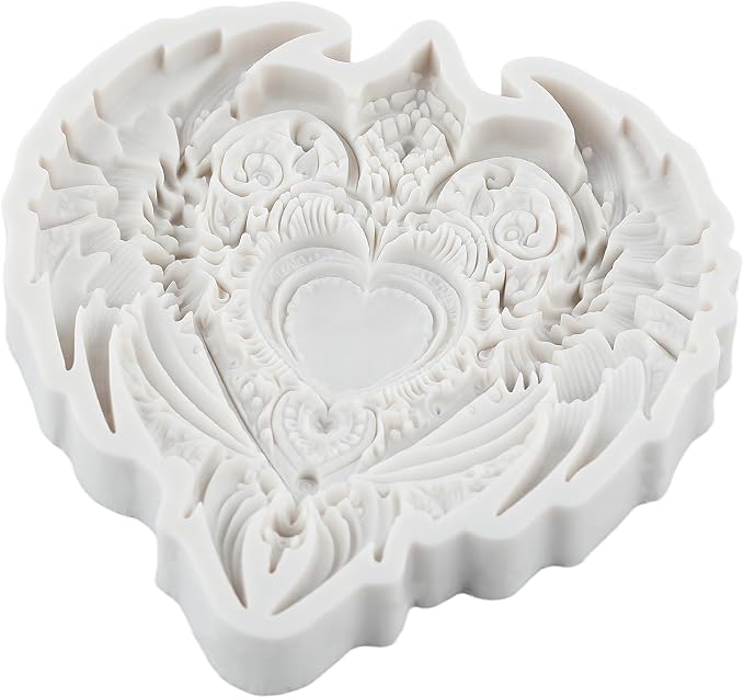 Heart Wing Polymer Clay Molds Baroque Heart Shape Wing Silicone Mold for Epoxy Resin Casting DIY Crafts Air Dry Polymer Crafts Supplies Clay Tools