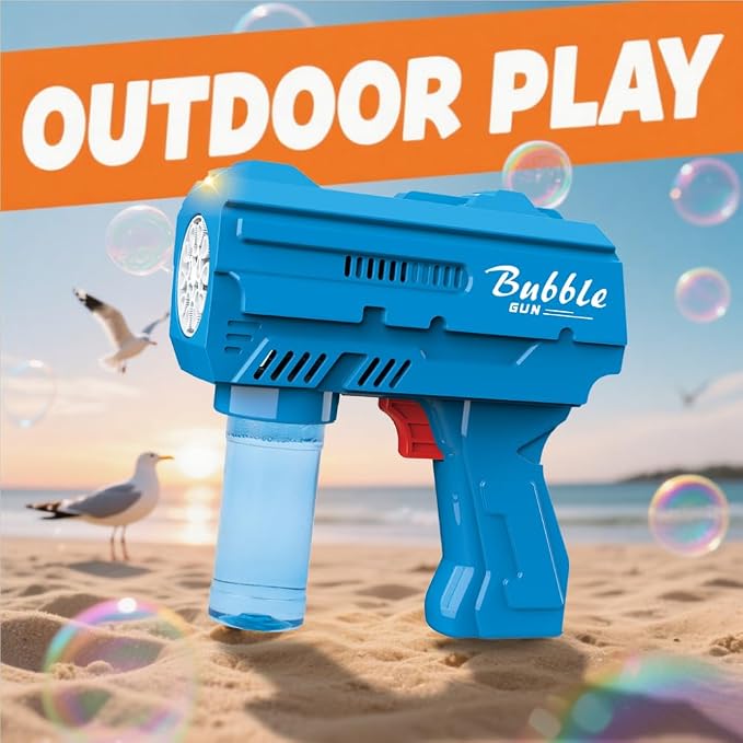 2 Pack Kids Bubble Machine Gun for Toddlers with Bubble Solutions Outdoor Toys Automatic 10-Hole Bubbles for Kids Bubble Blower Maker Party for Boys Girls Easter Basket Stuffers Valentines Gift